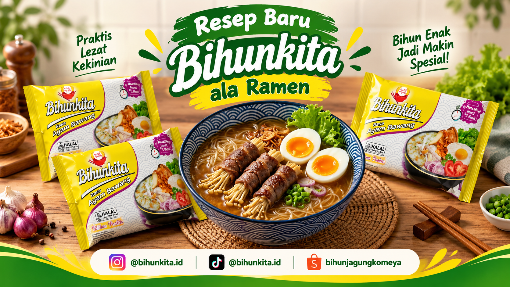 RESEP BIHUN INSTAN AYAM BAWANG ALA MISO RAMEN JEPANG